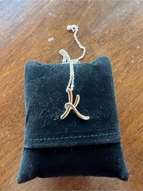 Delicate Silver Initial 'K' Necklace - Modern Script Pendant